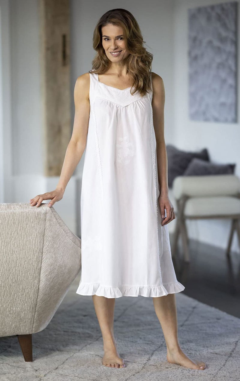 The 1 for U White Nightgown - 100% Cotton Nightgowns For Women, White, MD - Image 4